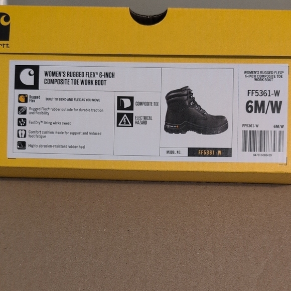 Carhartt Black Leather Work Boots with Padded Ankle - Picture 11 of 12